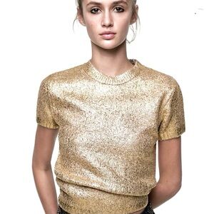 Zara gold foil sweater, NWT